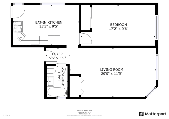 Floor Plan  One Bedroom (4601-1)