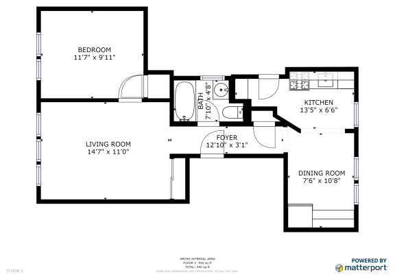 Floor Plan  One Bedroom