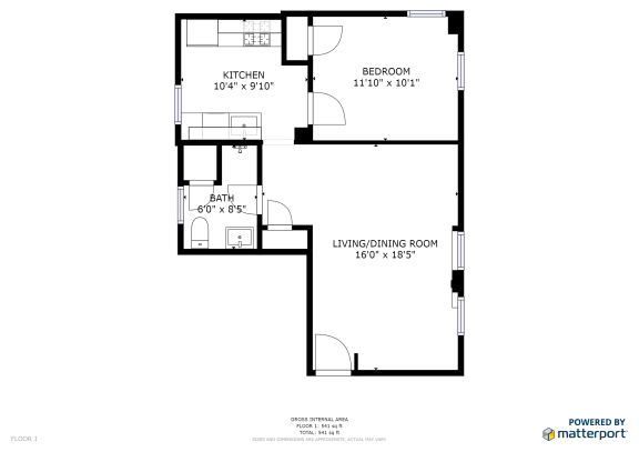 Floor Plan  One Bedroom