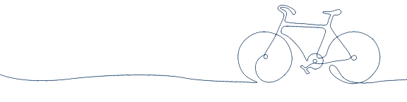 A continuous line drawing of a bicycle.