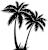 Two palm trees are shown in a black and white image.