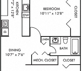 Willow with Fenced-in Yard. 1 bedroom apartment. Kitchen. living/dinning rooms. 1 full bathroom. closet. Door in kitchen opens to yard.