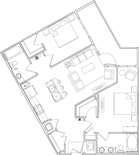 Floor Plan  616 at the village two bedroom floor plan
