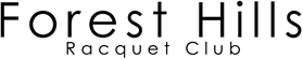 The image is a logo for the Forest Hills Racquet Club.