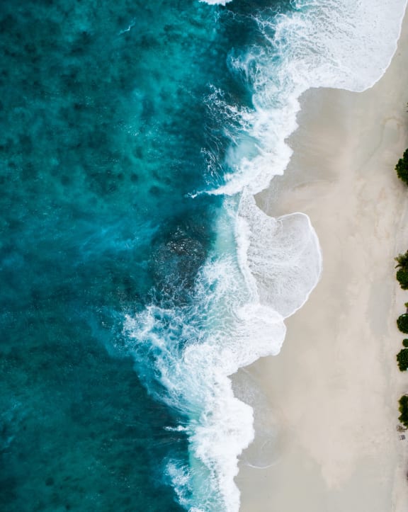 an aerial view of the beach