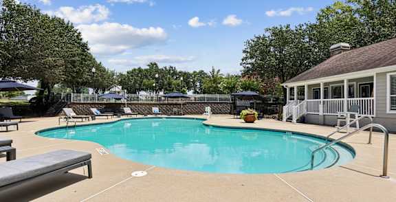 Resort-style swimming pool at Southwinds Point Apartments in Stockbridge, Georgia.