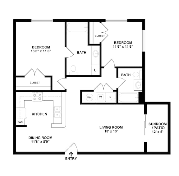 A black and white image of a floor plan for a home.