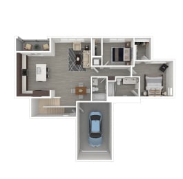 2 Bedroom, 2 Bathroom Floor Plan H at Morgan Ranch Apartments, Morgan Hill