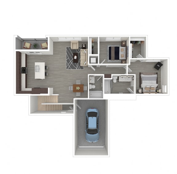 2 Bedroom, 2 Bathroom Floor Plan H at Morgan Ranch Apartments, Morgan Hill