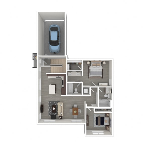 2 Bedroom, 2 Bathroom Floor Plan G at Morgan Ranch Apartments, Morgan Hill, California