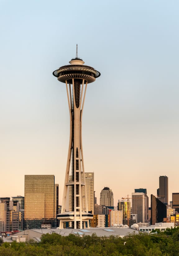 Seattle Space Needle and Seattle skyline at dusk