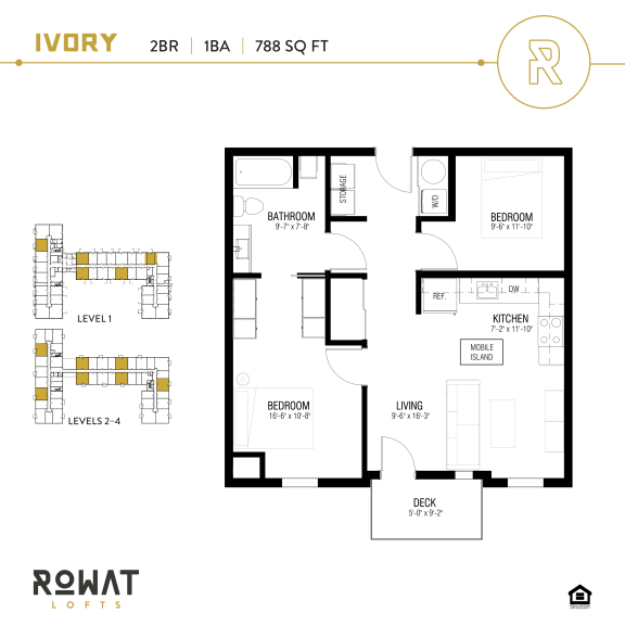 Ivory 1 Bedroom Floor Plan