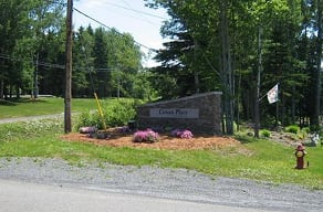 A sign that says Cross Place is in front of a tree.