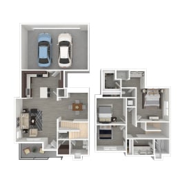 3 Bedroom, 2.5 Bathroom Floor Plan A at Morgan Ranch Apartments, California, 95037