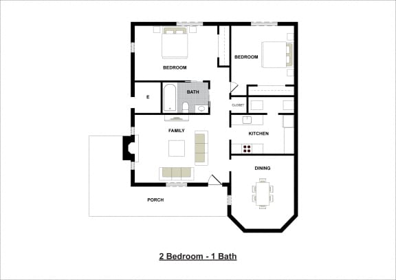 Floor Plan  2 Bed 1 Bath - Flat