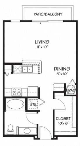 Floor Plan  Studio Apartment |563 sq.ft. | The Reserve on Cave Creek