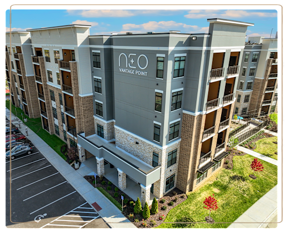 A large apartment complex named Vantage Point is shown in the image.