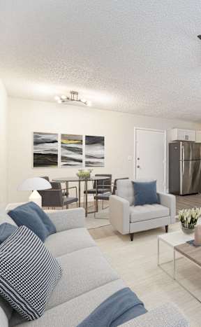 a living room with a couch and a tv