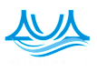 A logo for Bridgewater Landing featuring blue waves and a stylized bridge.