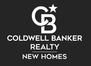 a black and white sign that says coldwell banker realty new homes
