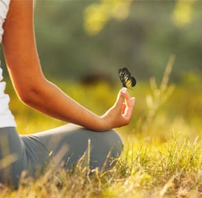 Stock image of girl meditating