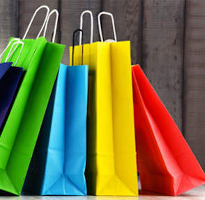 Colorful shopping bags at Mosaic at Levis Commons, Perrysburg, OH
