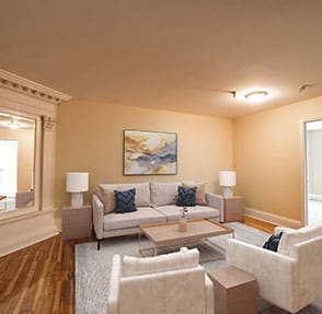 Wood style flooring at The Plaza at Library Square, 902 N. Pennsylvania Street, IN