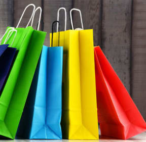 Colorful shopping bags at Mosaic at Levis Commons, Perrysburg, OH