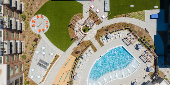 Link Apartments Linden Pool Drone Shot