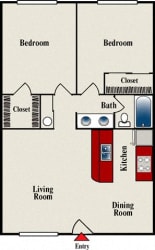Floor Plan Two Bed One Bath