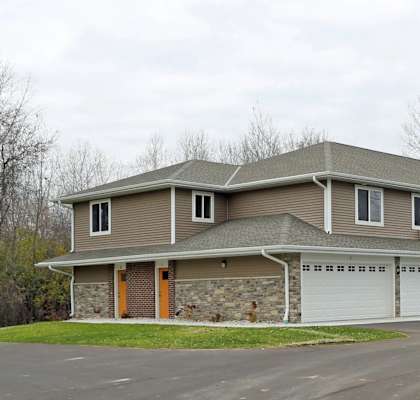 a large house with a garage