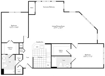  Floor Plan 2 Bedroom 2 Bathroom 2E