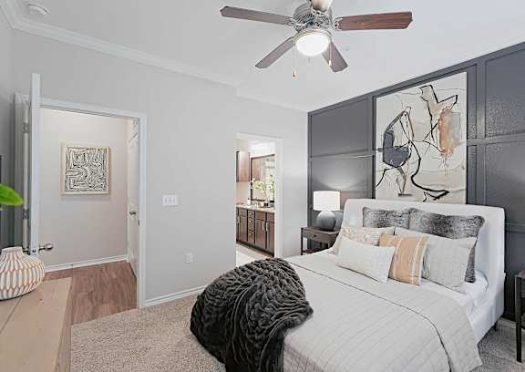Bedroom With Ceiling Fan at Pecan Springs, San Antonio, TX, 78249