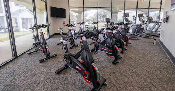a gym full of spin bikes and ellipticals