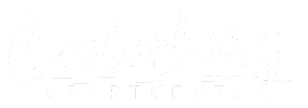 the logo apartments with a blue line