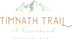 A logo for Timmath Trail at Riverbend Apartments.