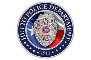 The image is of a logo for the Hutto Police Department.