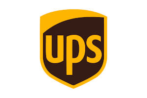 A UPS logo is displayed on a white background.