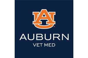 Auburn Vet Med logo with a dark blue background.