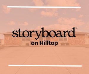 A building with the words "storyboard on Hilltop" written on it.