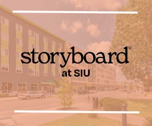 A storyboard at SIU is displayed on a computer screen.