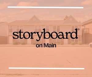 a house with the words storyboard on main on it