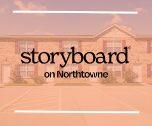 a storyboard of a building with the word storyboard on the front of it