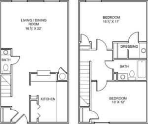 Floor Plan  2 Bedroom 1.5 Bath TH Large