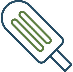 A blue and green icon of a popsicle.