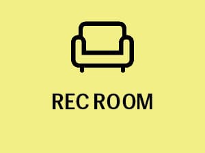A simple icon of a couch with the words "REC ROOM" written below it.