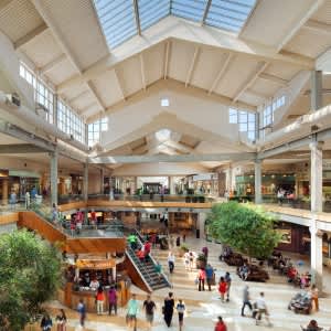 a view of a large shopping mall with people in it at Two Lincoln Tower Apartments, Bellevue, WA, 98004