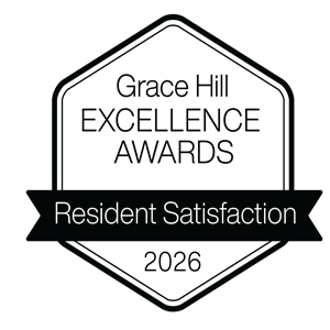 A black and white image of a badge for the Grace Hill Excellence Awards.