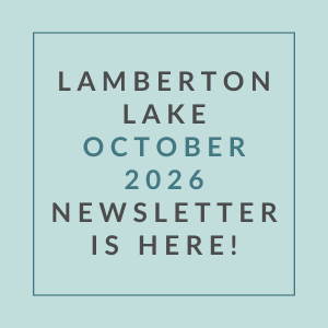 The image is promoting the Lamberton Lake October 2026 newsletter.
