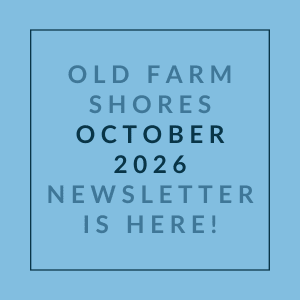 The image is a cover page of the Old Farm Shores October 2026 newsletter.